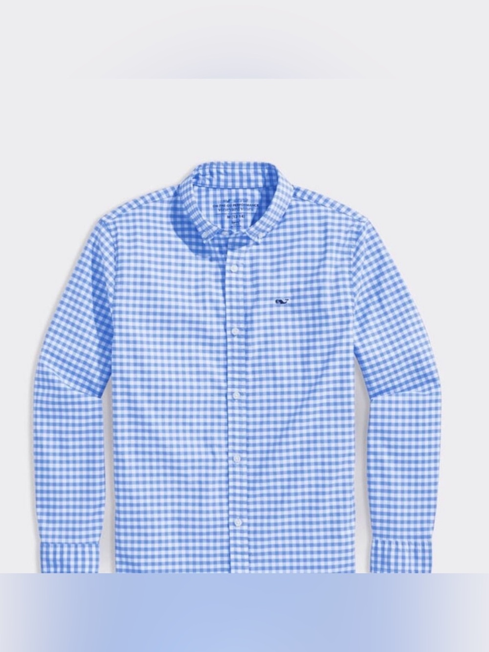 VINEYARD VINES Blue Gingham Performance Whale Shirt - 4T